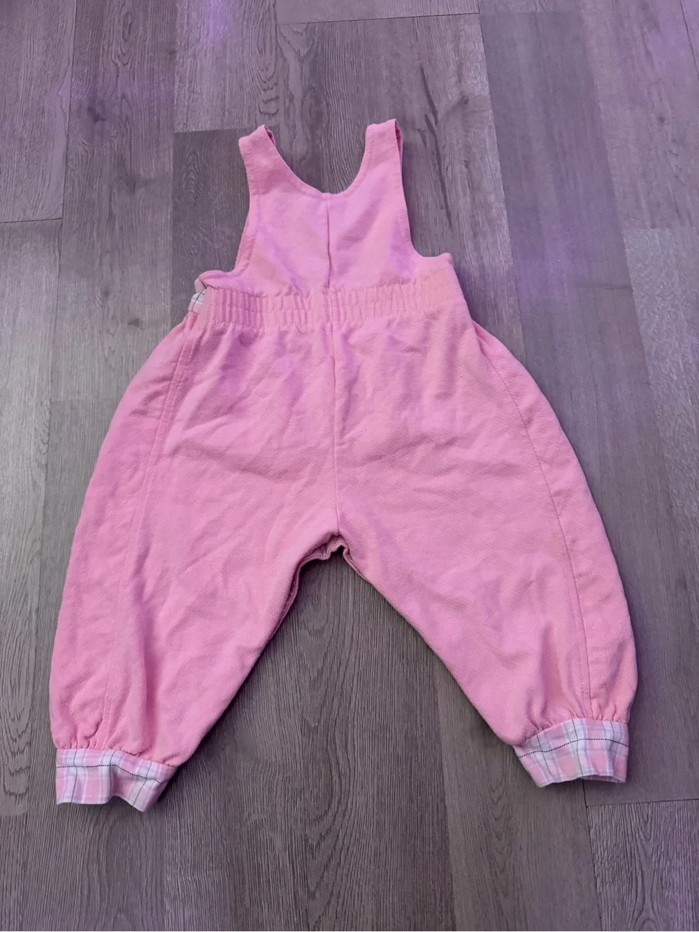 Vintage Carter Pink Baby Girls' Suspender Overalls with Plaid Trim